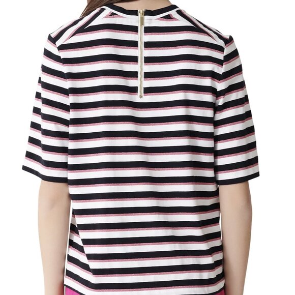 Maje Tiffany Back-Zip Metallic-Stripe Tee - Picture 3 of 10